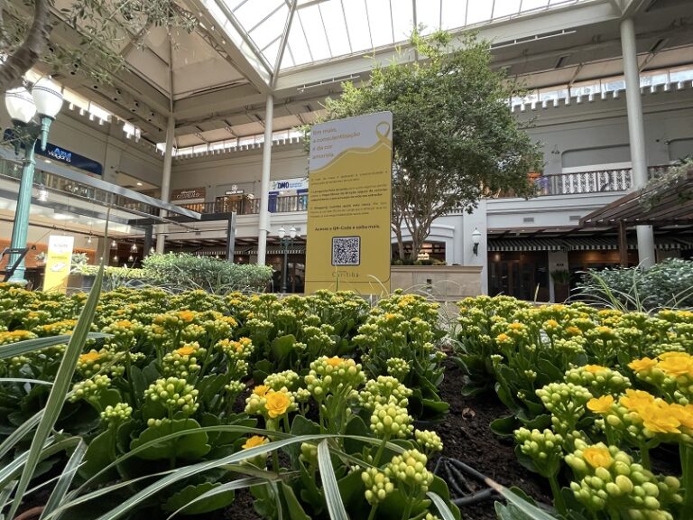 Maio amarelo: shopping Curitiba se une ao movimento e recebe flores amarelas