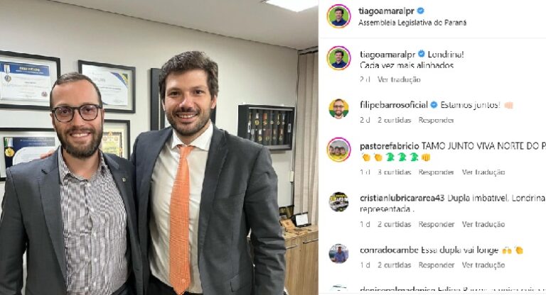 Tiago Amaral e Filipe Barros unidos pela Prefeitura de Londrina?