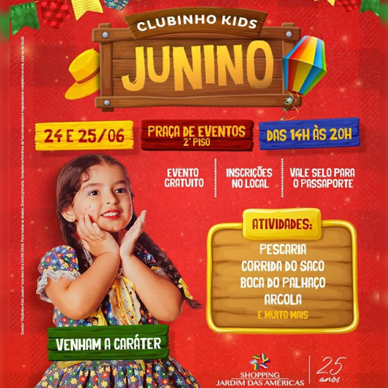 Clubinho Junino: diversão caipira para as crianças no Shopping Jardim das Américas