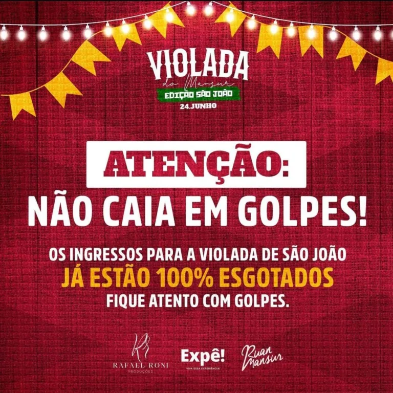 Sold out: Ingressos para Violada de São João esgotaram e a organização alerta contra golpes