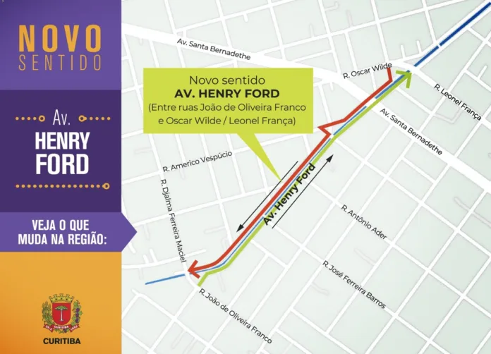 Avenida Henry Ford terá mudança de sentido na próxima segunda-feira.